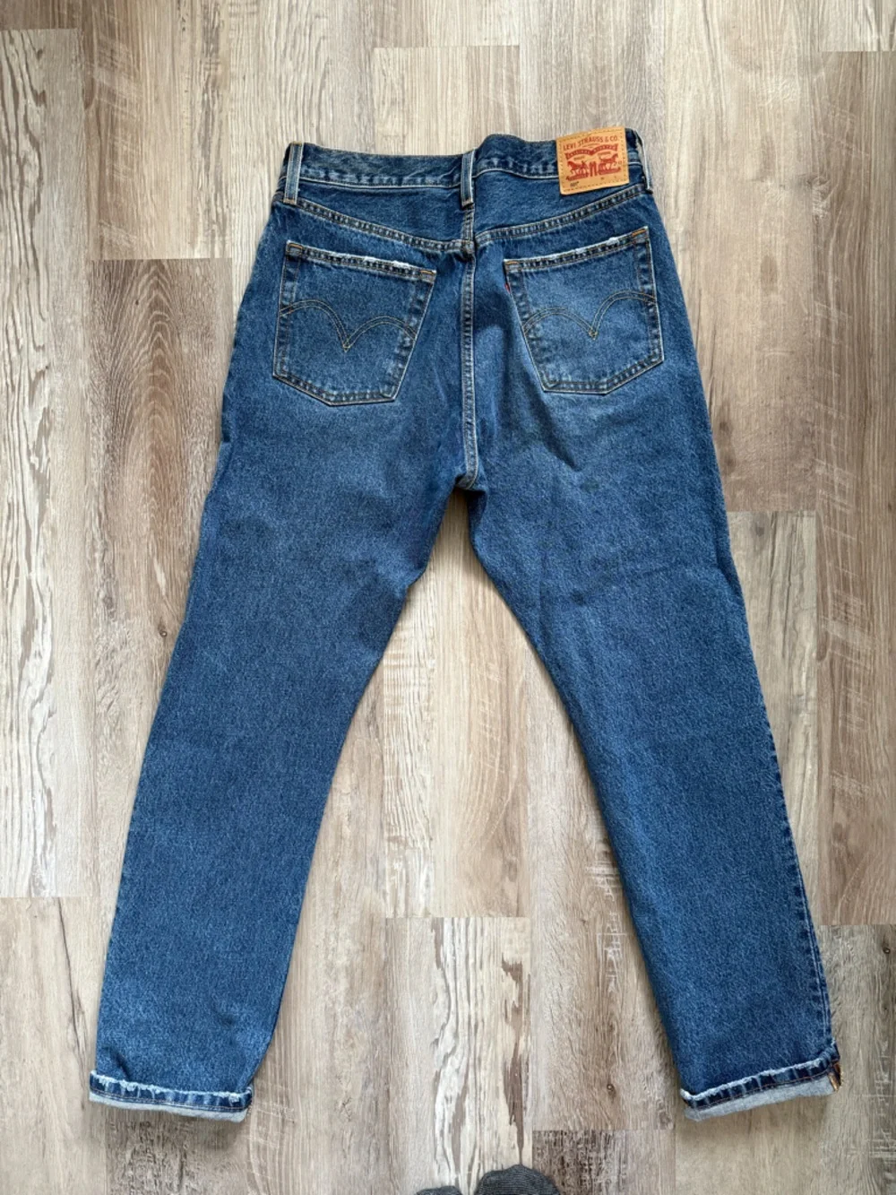 Levi's 501 Distressed Dark Blue Slim Straight Jeans - Picture 2 of 3